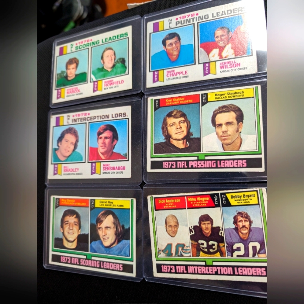 Lot Of 6 Football Trading Cards Leaders. 1972-1973. Leaders Of Each Year